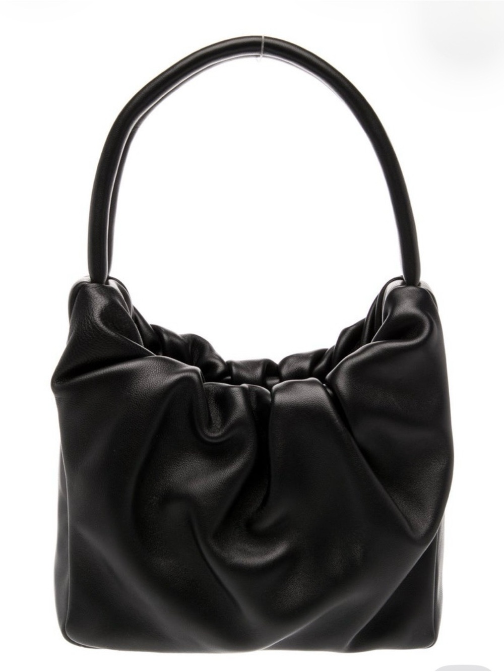 Staud Black Leather Ruched Top Handle Hobo Bag New